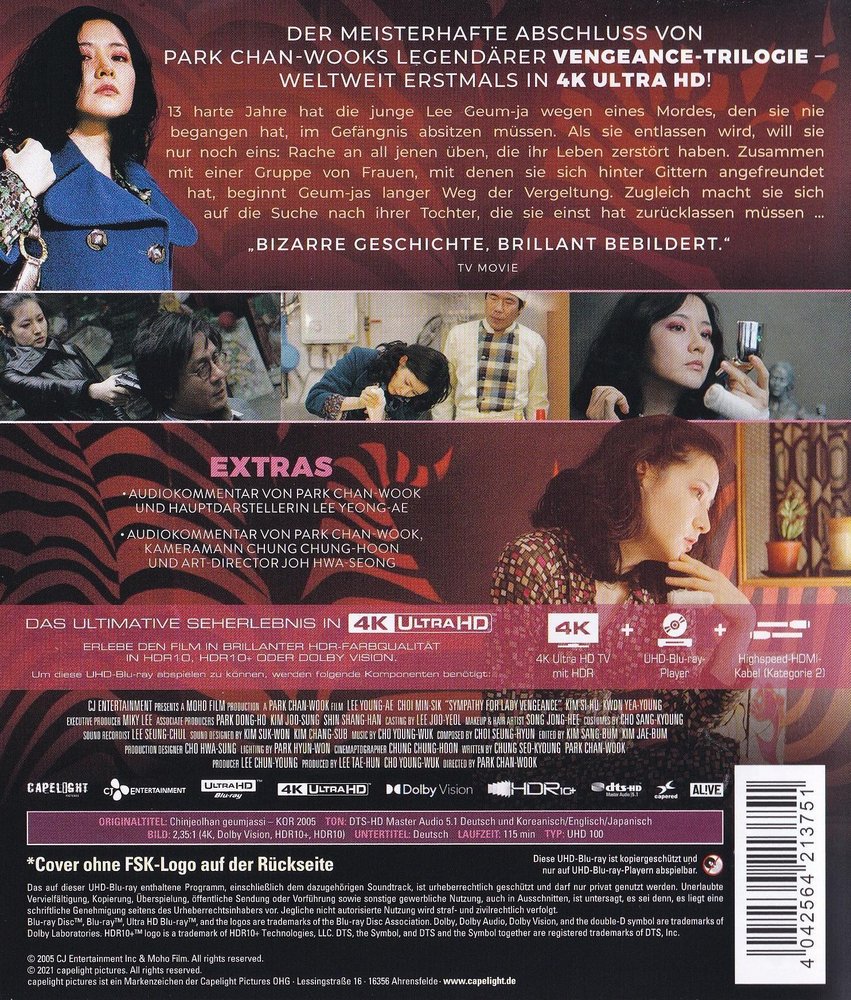 Sympathy for Lady Vengeance - 4K UHD Back Cover Sympathy for Lady Vengeance - 4K UHD Back Cover