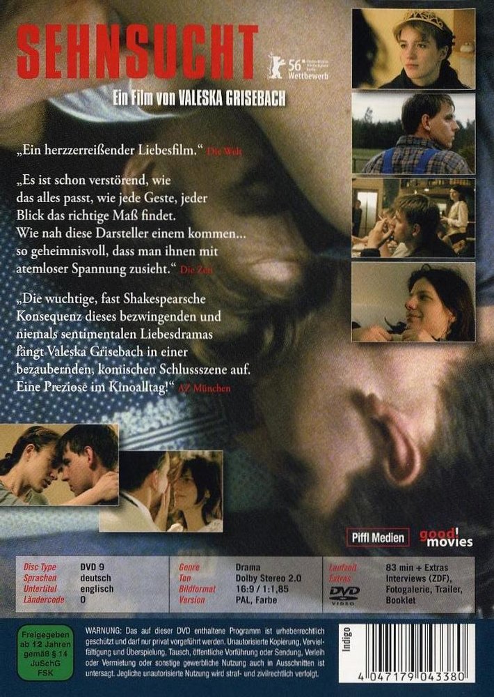 Sehnsucht - Ein Liebesfilm - DVD Back-Cover Sehnsucht - Ein Liebesfilm - DVD Back-Cover