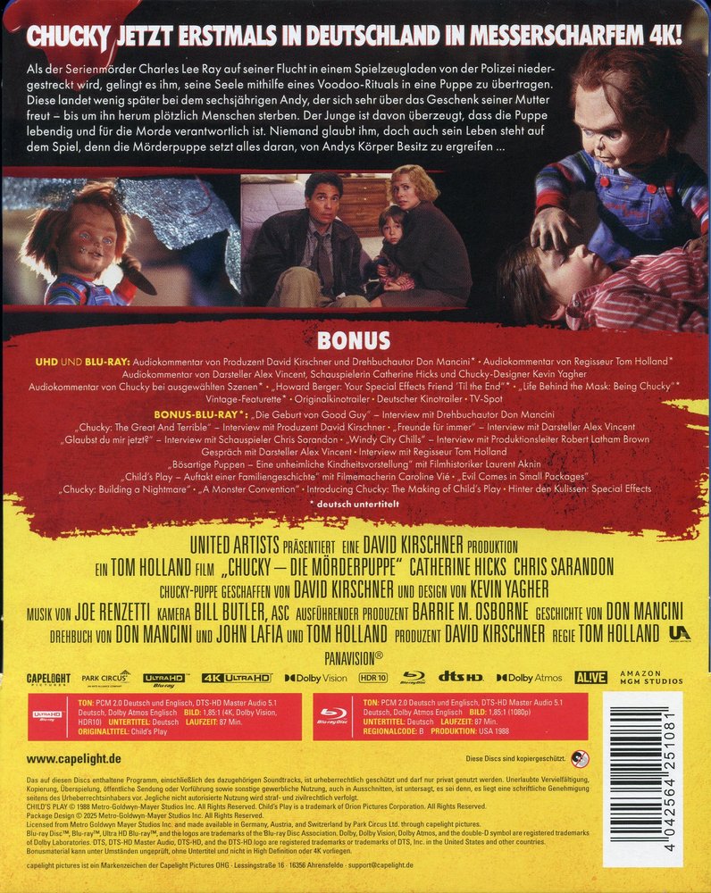 Chucky - Die Mörderpuppe - 4K UHD Back Cover Chucky - Die Mörderpuppe - 4K UHD Back Cover