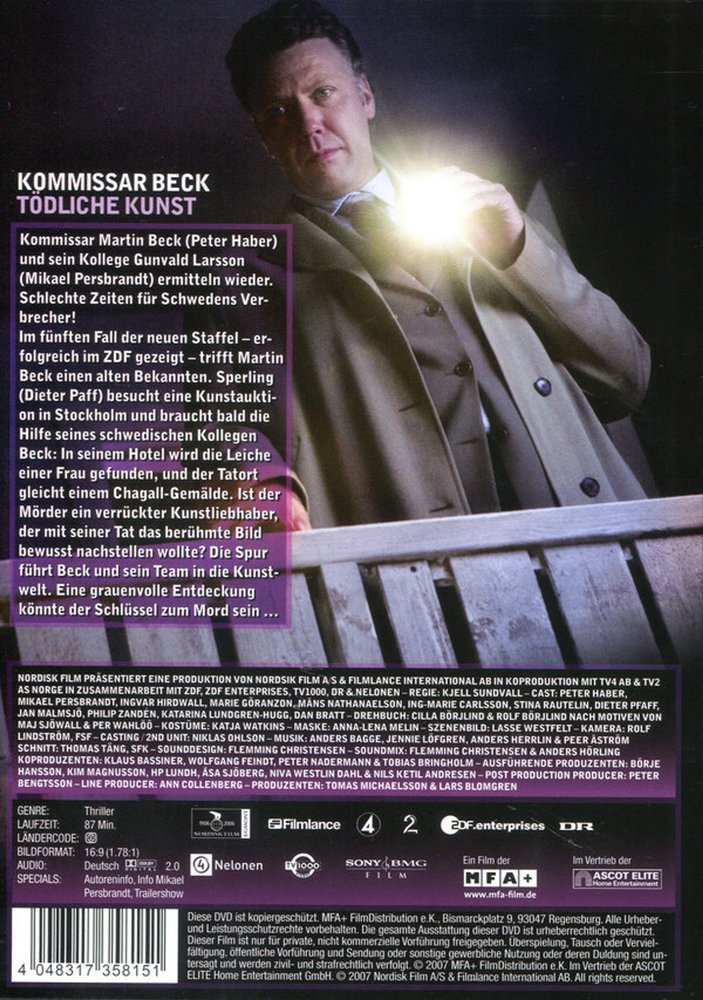Kommissar Beck - Tödliche Kunst - DVD Back-Cover Kommissar Beck - Tödliche Kunst - DVD Back-Cover