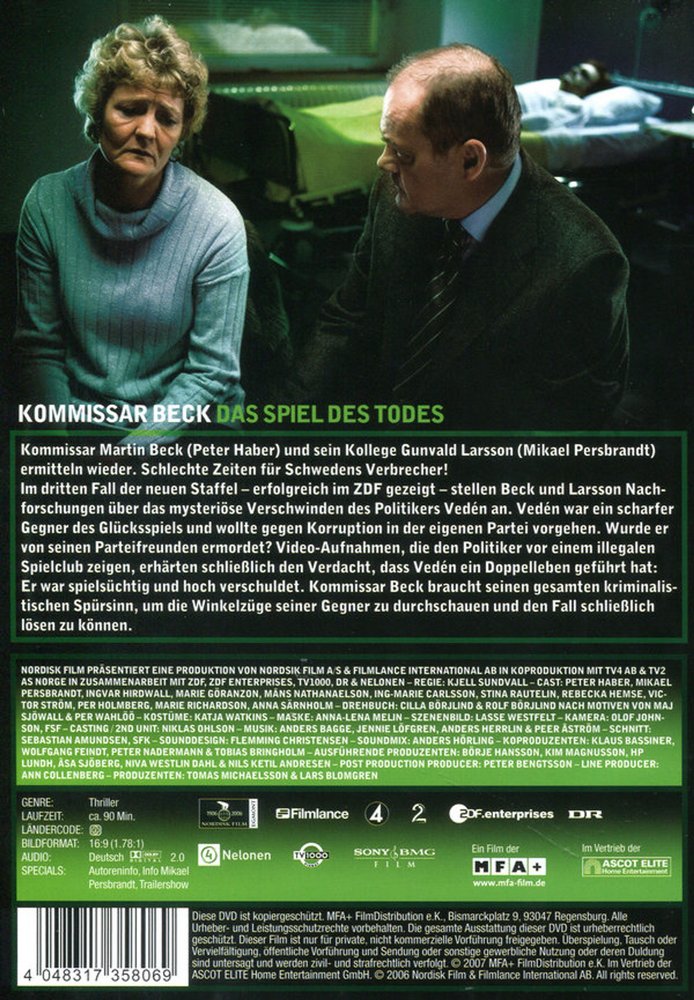 Kommissar Beck - Das Spiel des Todes - DVD Back-Cover Kommissar Beck - Das Spiel des Todes - DVD Back-Cover