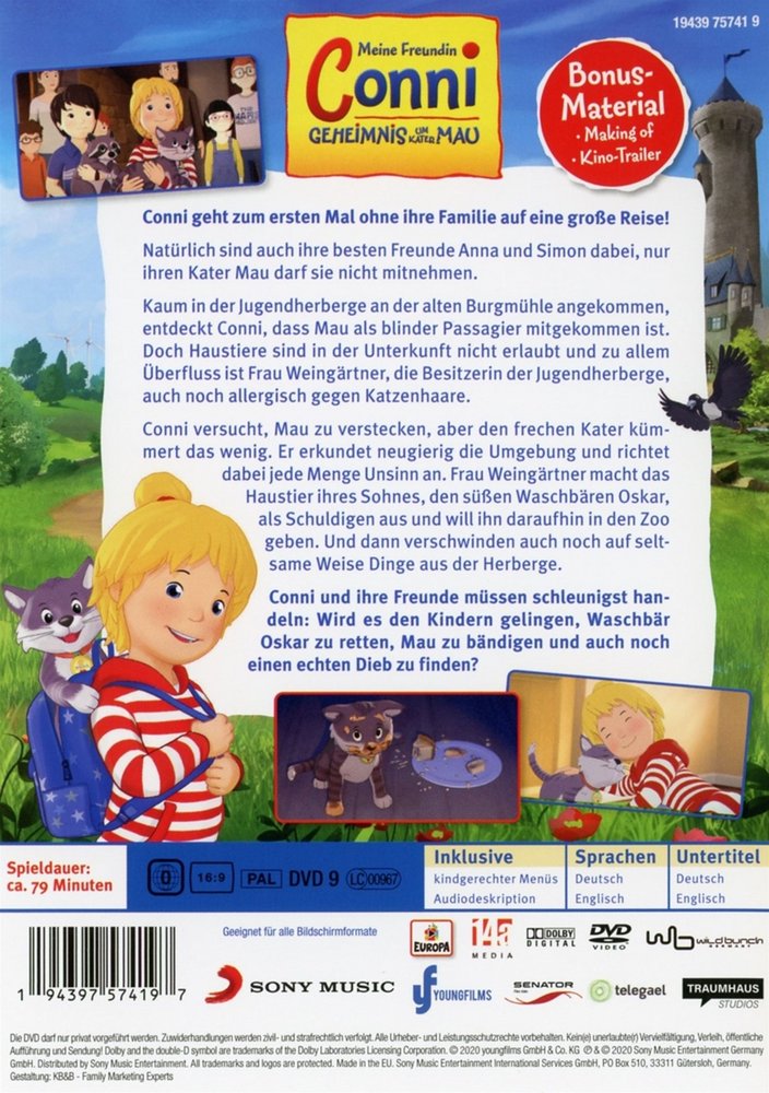 Meine Freundin Conni - Geheimnis um Kater Mau - DVD Back-Cover Meine Freundin Conni - Geheimnis um Kater Mau - DVD Back-Cover