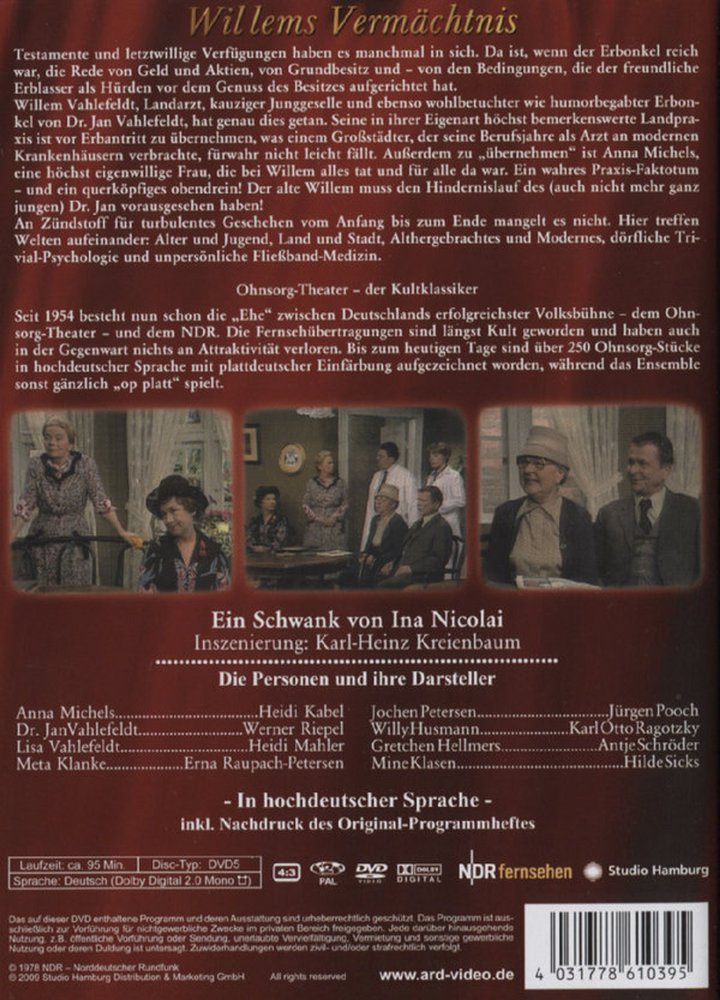 Ohnsorg Theater - Willems Vermächtnis - DVD Back-Cover Ohnsorg Theater - Willems Vermächtnis - DVD Back-Cover