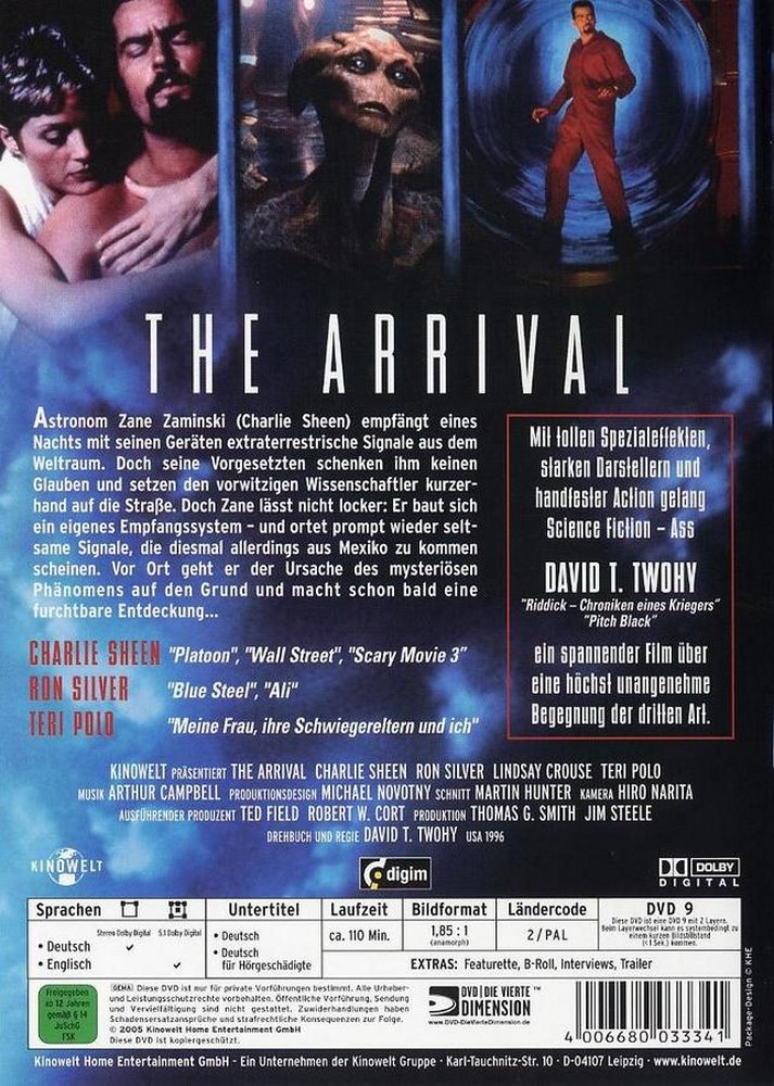 The Arrival - Die Ankunft - DVD Back-Cover The Arrival - Die Ankunft - DVD Back-Cover