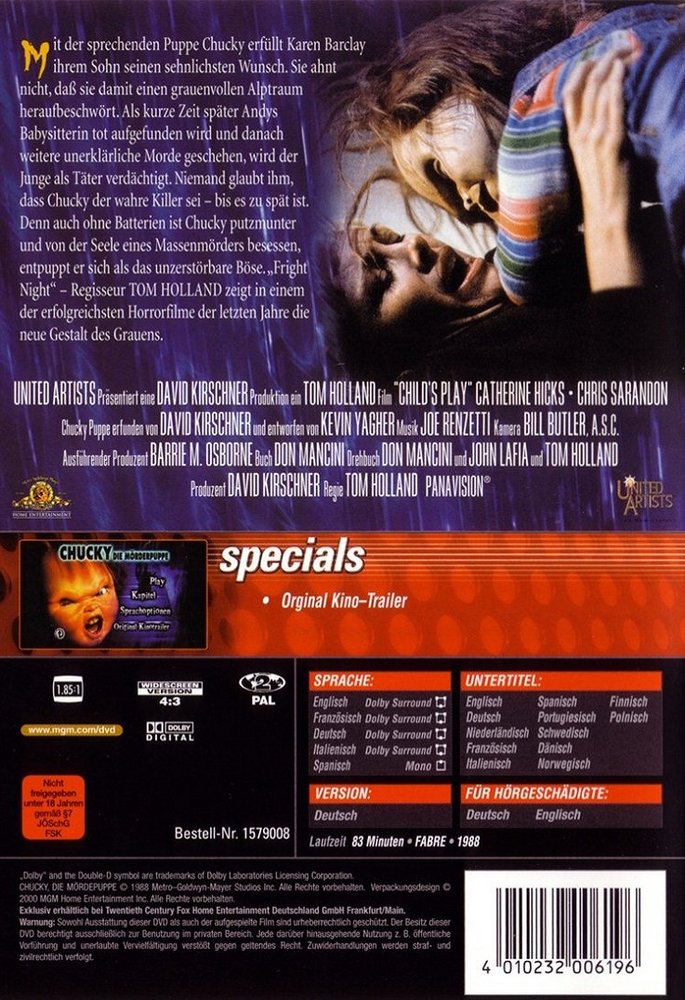 Chucky - Die Mörderpuppe - DVD Back-Cover Chucky - Die Mörderpuppe - DVD Back-Cover