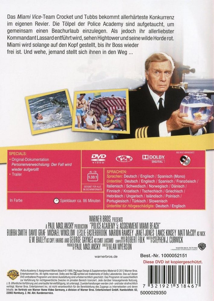 Police Academy 5 - Auftrag Miami Beach - DVD Back-Cover Police Academy 5 - Auftrag Miami Beach - DVD Back-Cover