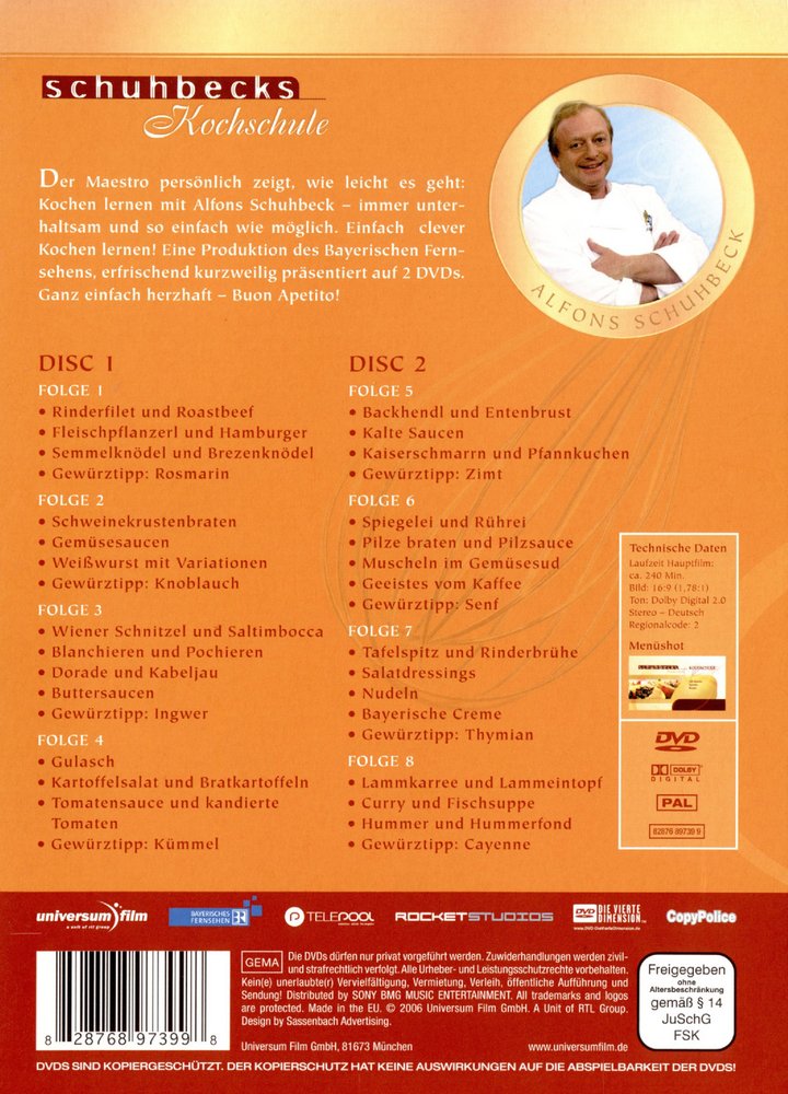 Schuhbecks Kochschule - DVD Back-Cover Schuhbecks Kochschule - DVD Back-Cover