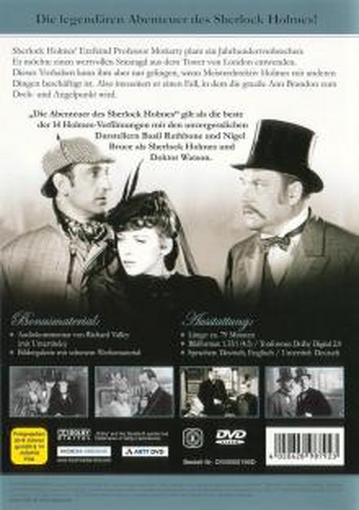 Sherlock Holmes Collection 1 - Die Abenteuer des Sherlock Holmes - DVD Back-Cover Sherlock Holmes Collection 1 - Die Abenteuer des Sherlock Holmes - DVD Back-Cover