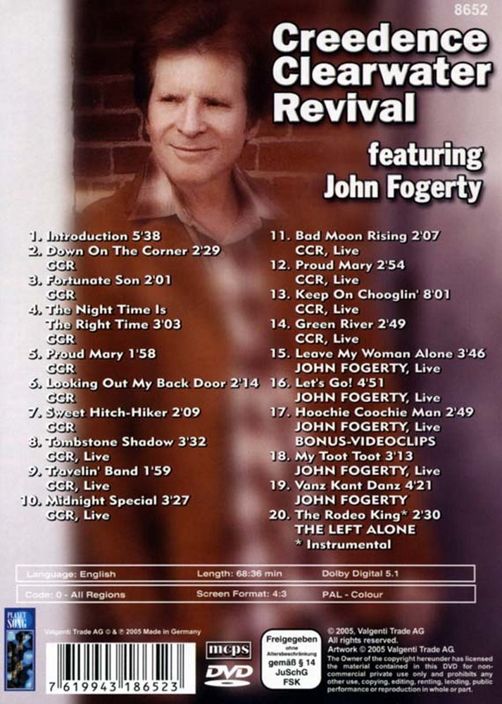 Creedence Clearwater Revival featuring John Fogerty - DVD Back-Cover Creedence Clearwater Revival featuring John Fogerty - DVD Back-Cover