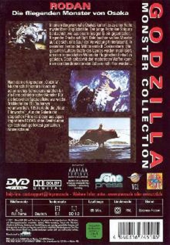 Rodan - Die fliegenden Monster von Osaka - DVD Back-Cover Rodan - Die fliegenden Monster von Osaka - DVD Back-Cover