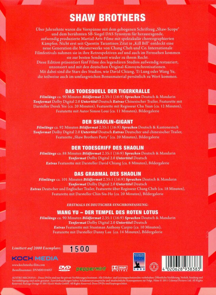 Der Tempel des roten Lotus - DVD Back-Cover Der Tempel des roten Lotus - DVD Back-Cover