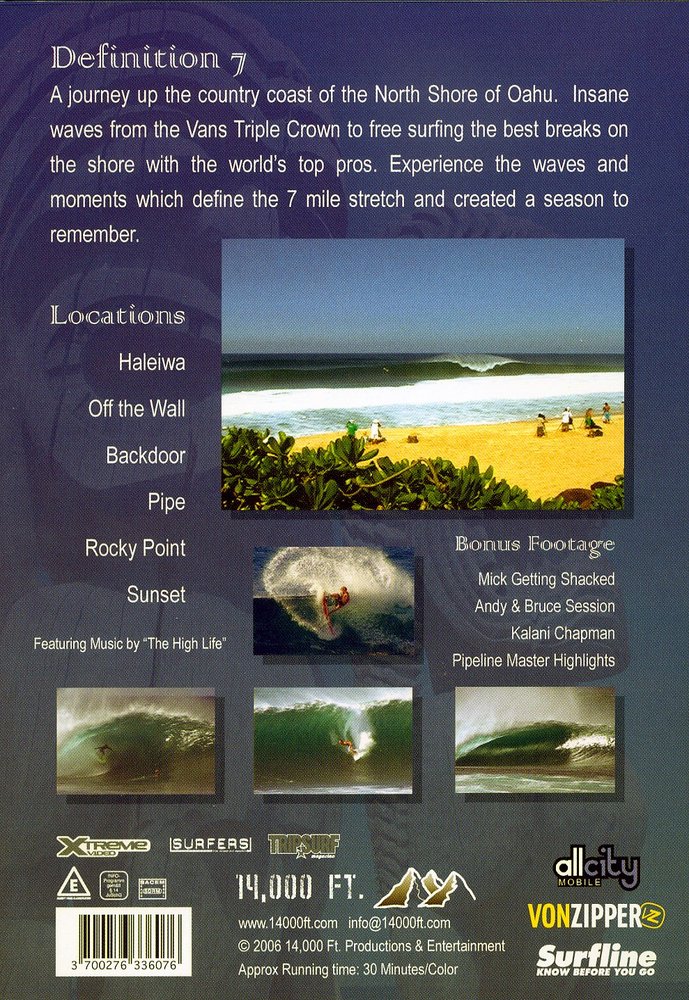 Definition 7 - Surfing Oahu's North Shore - DVD Back-Cover Definition 7 - Surfing Oahu's North Shore - DVD Back-Cover