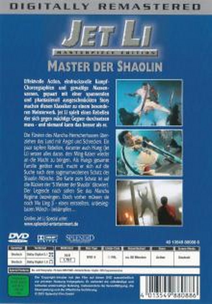 Master der Shaolin - DVD Back-Cover Master der Shaolin - DVD Back-Cover
