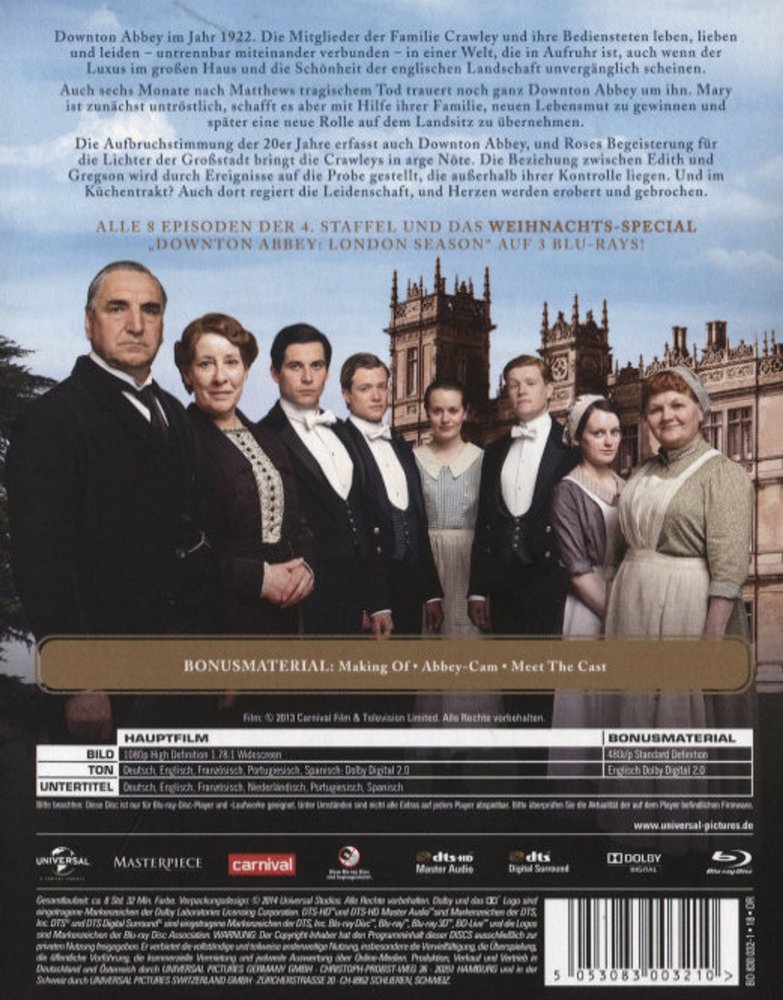 Downton Abbey - Staffel 4 - Blu-ray Back-Cover Downton Abbey - Staffel 4 - Blu-ray Back-Cover