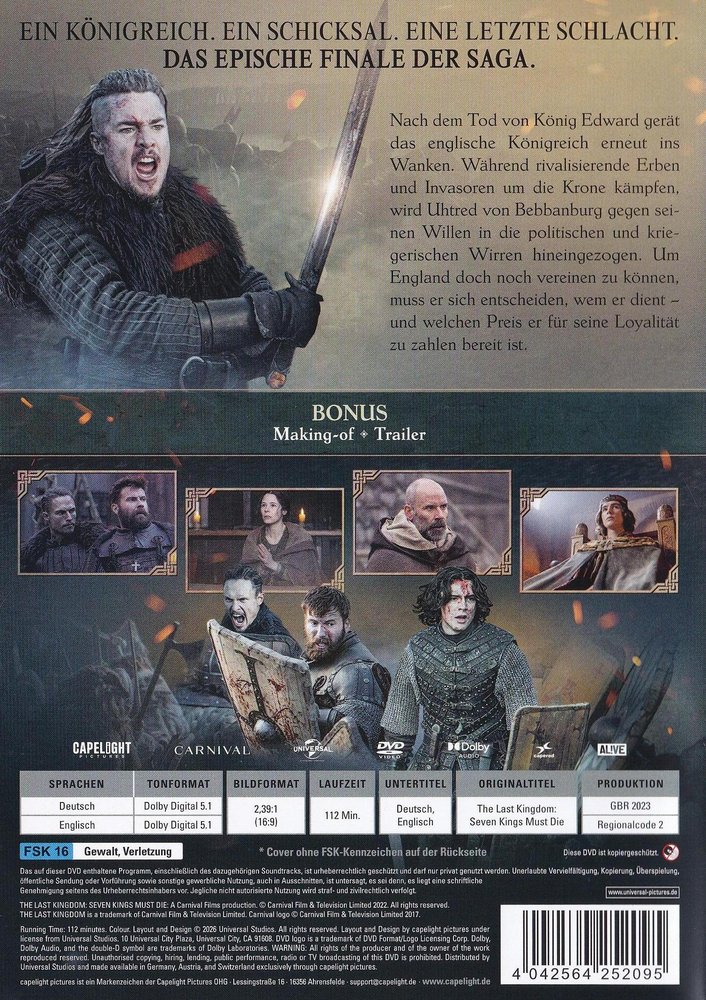 The Last Kingdom - Seven Kings Must Die - DVD Back-Cover The Last Kingdom - Seven Kings Must Die - DVD Back-Cover