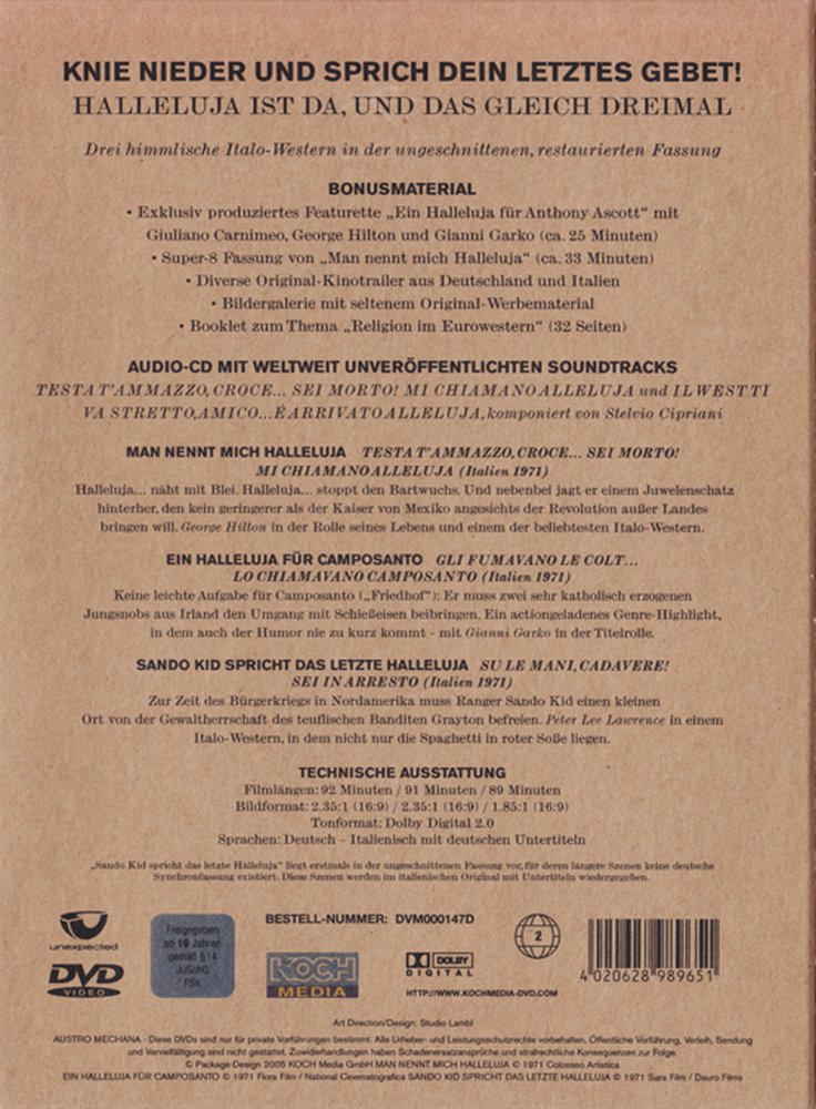 Sando Kid spricht das letzte Halleluja - DVD Back-Cover Sando Kid spricht das letzte Halleluja - DVD Back-Cover