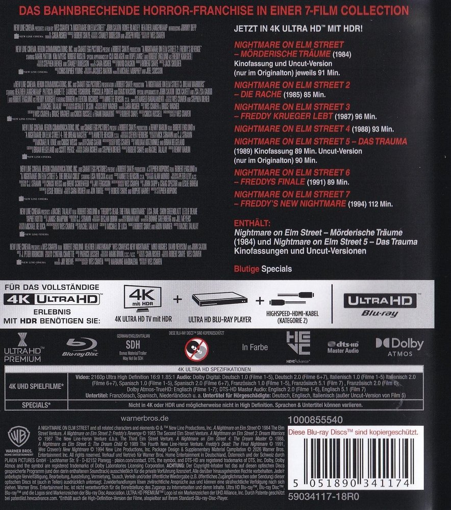 Nightmare on Elm Street 6 - Freddys Finale - 4K UHD Back Cover Nightmare on Elm Street 6 - Freddys Finale - 4K UHD Back Cover