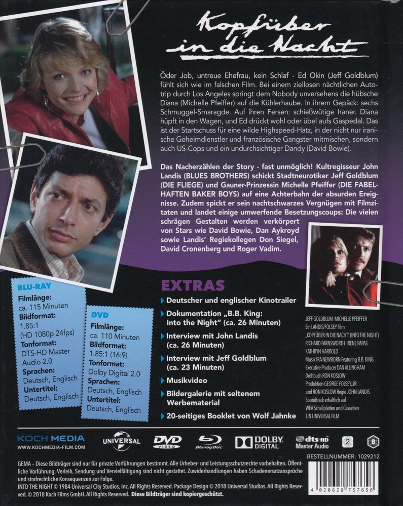 Into the Night - Kopfüber in die Nacht - Blu-ray Back-Cover Into the Night - Kopfüber in die Nacht - Blu-ray Back-Cover