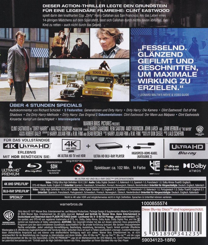 Dirty Harry - 4K UHD Back Cover Dirty Harry - 4K UHD Back Cover