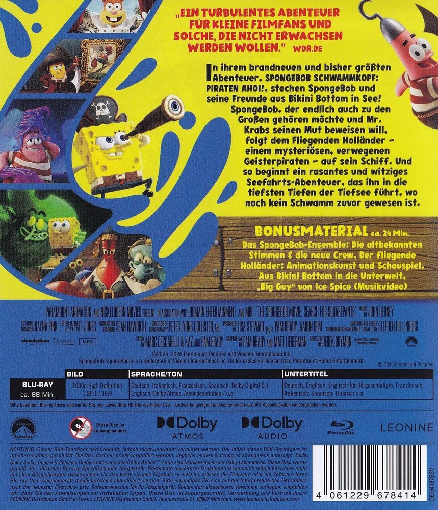SpongeBob Schwammkopf - Piraten Ahoi! - Blu-ray Back-Cover SpongeBob Schwammkopf - Piraten Ahoi! - Blu-ray Back-Cover