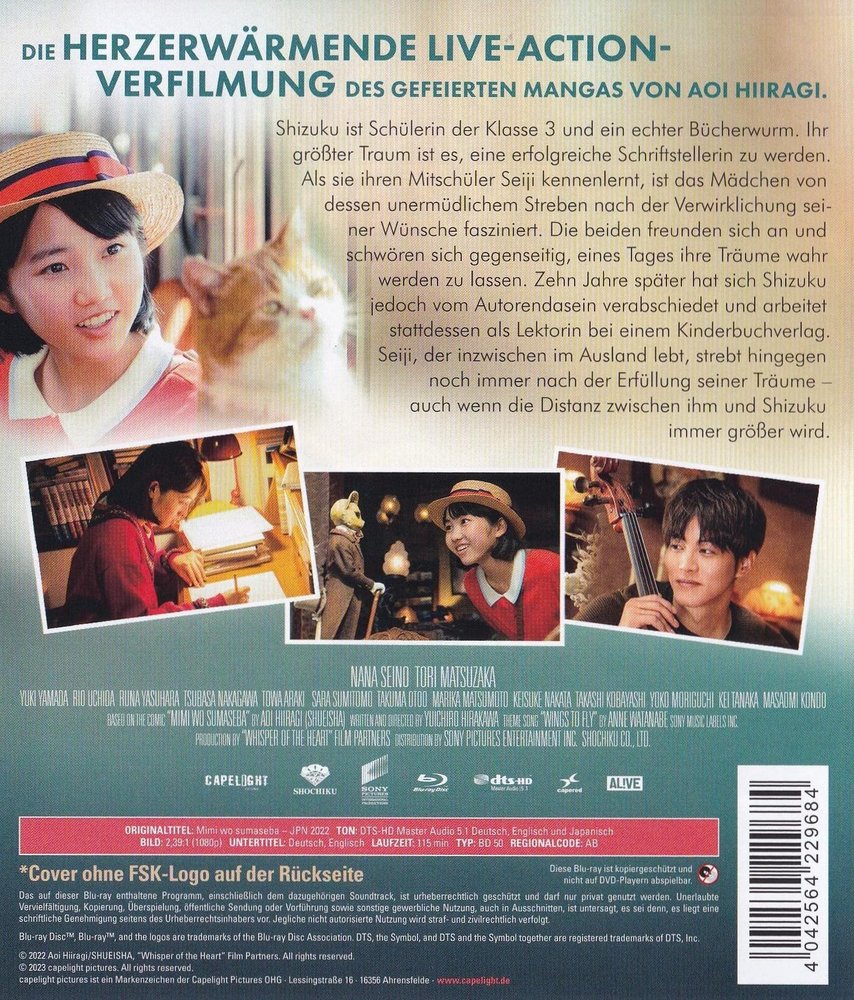 Whisper of the Heart - Stimme des Herzens - Blu-ray Back-Cover Whisper of the Heart - Stimme des Herzens - Blu-ray Back-Cover