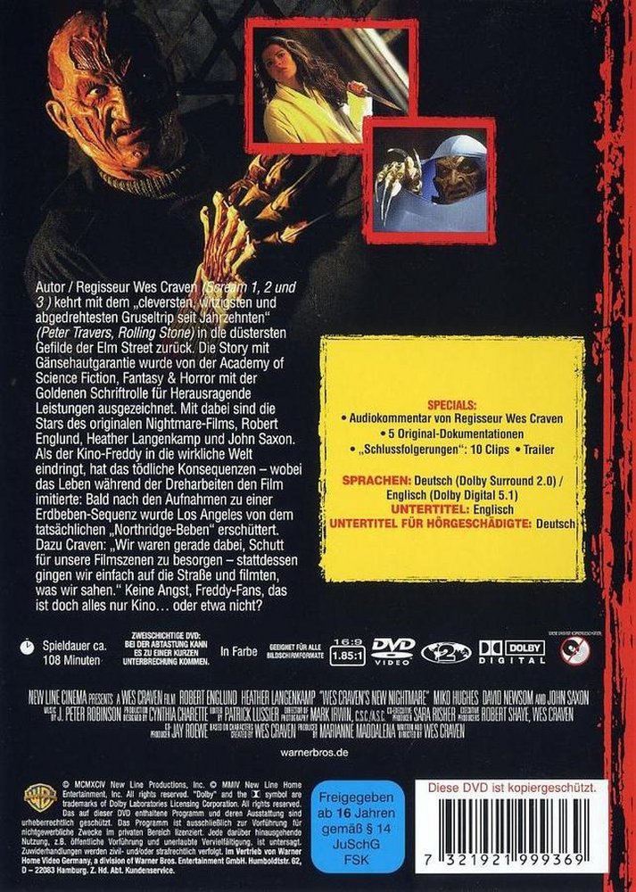 Nightmare on Elm Street 7 - Freddy's New Nightmare - DVD Back-Cover Nightmare on Elm Street 7 - Freddy's New Nightmare - DVD Back-Cover