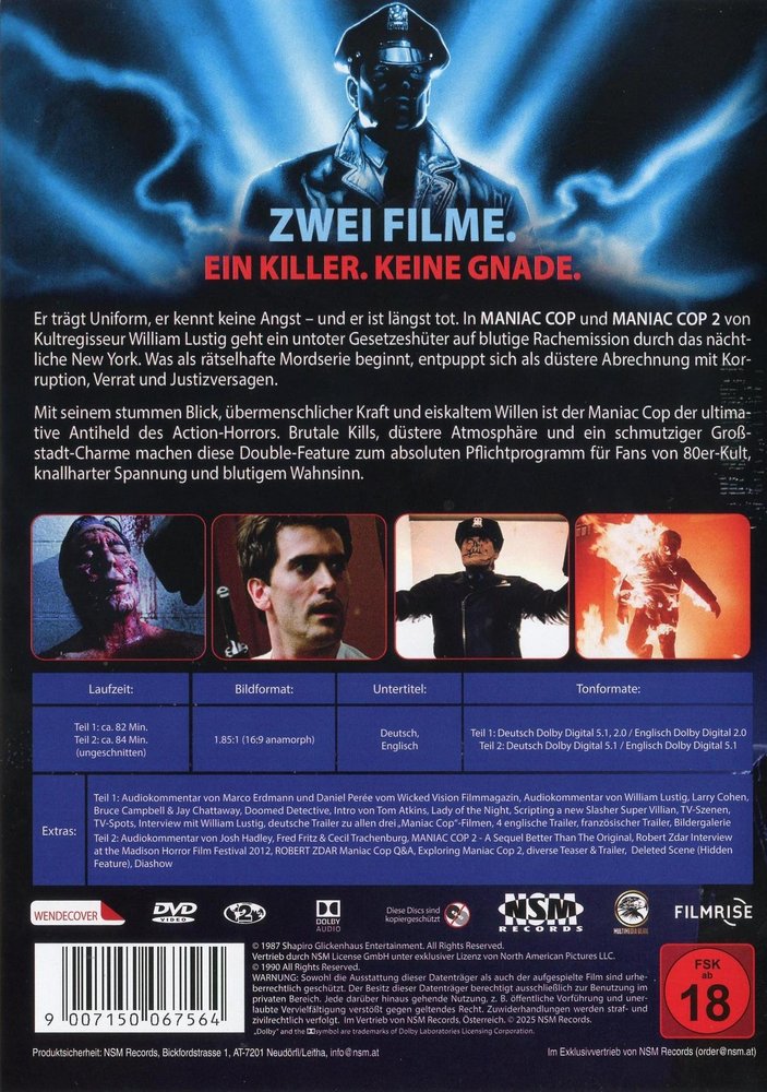Maniac Cop - DVD Back-Cover Maniac Cop - DVD Back-Cover