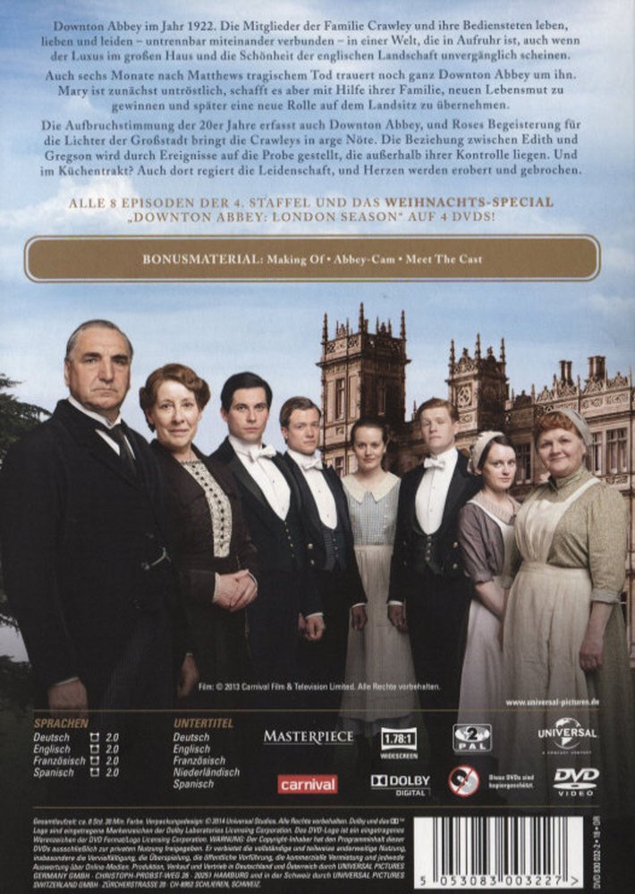 Downton Abbey - Staffel 4 - DVD Back-Cover Downton Abbey - Staffel 4 - DVD Back-Cover