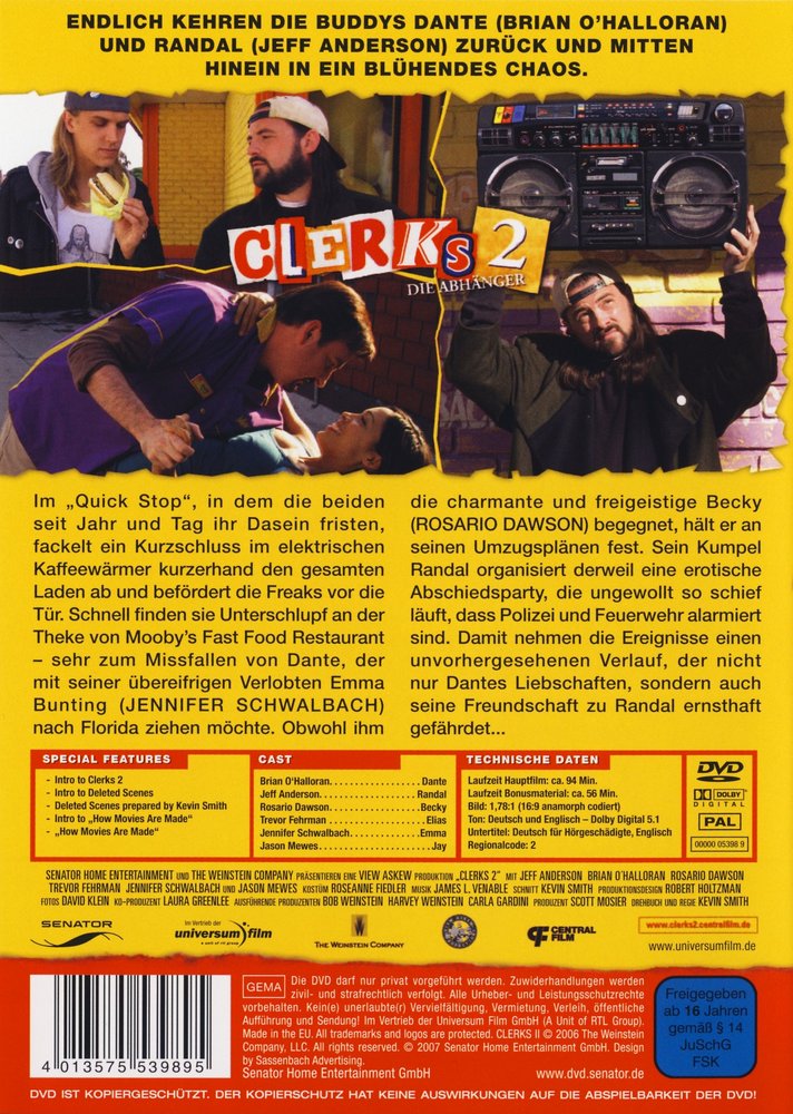 Clerks 2 - Die Abhänger - DVD Back-Cover Clerks 2 - Die Abhänger - DVD Back-Cover
