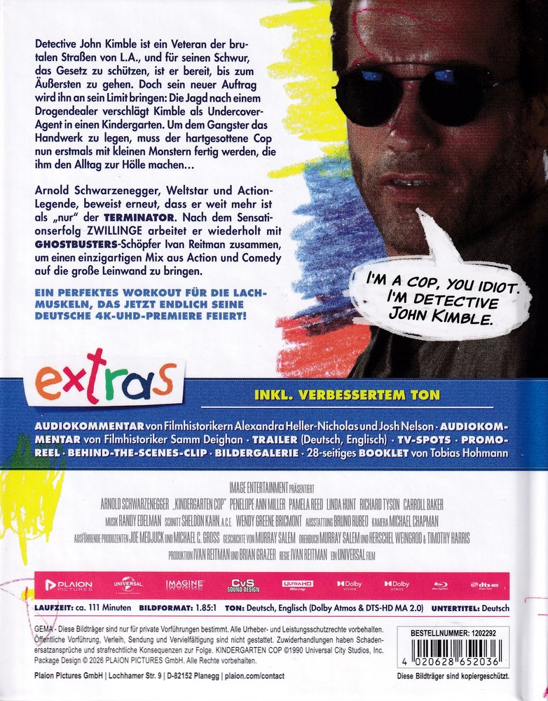 Kindergarten Cop - 4K UHD Back Cover Kindergarten Cop - 4K UHD Back Cover