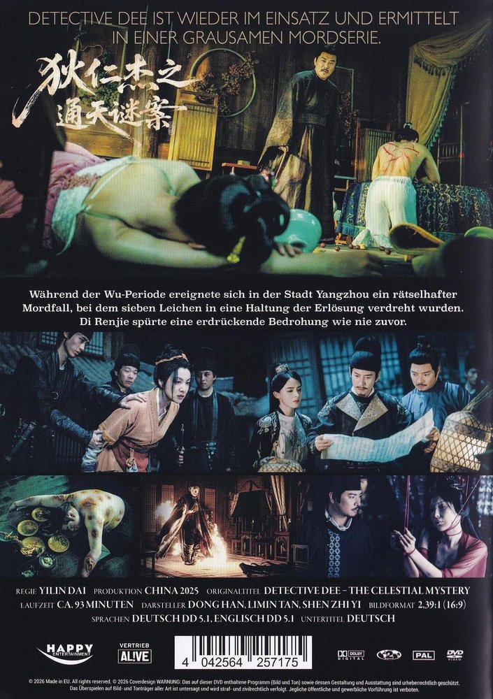 Detective Dee und das Geheimnis des Himmels - DVD Back-Cover Detective Dee und das Geheimnis des Himmels - DVD Back-Cover