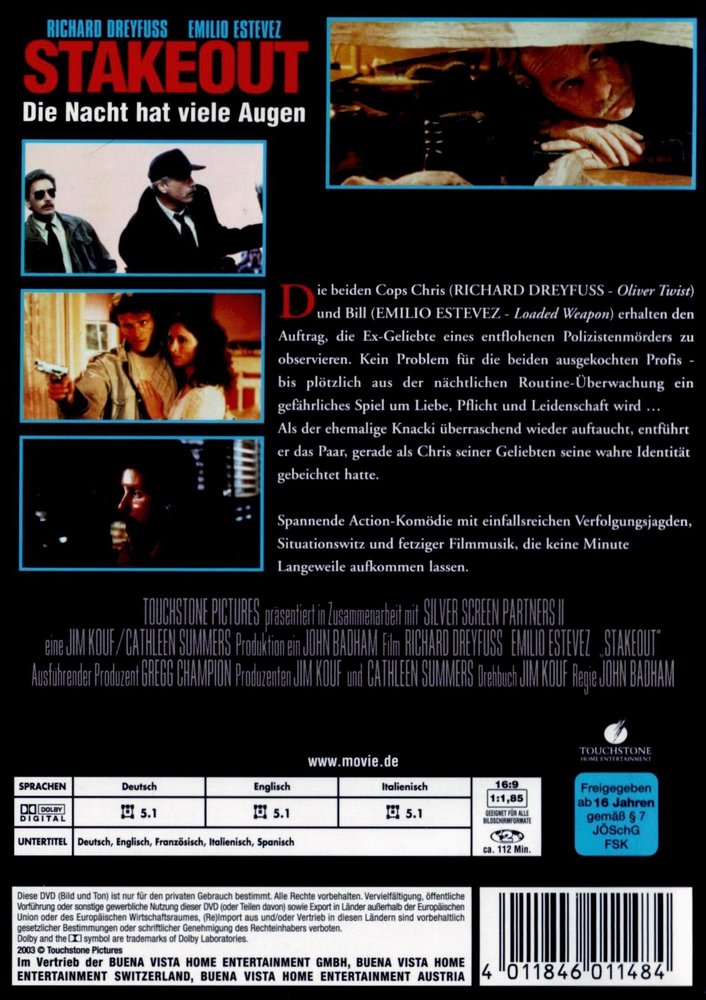 Stakeout - Die Nacht hat viele Augen - DVD Back-Cover Stakeout - Die Nacht hat viele Augen - DVD Back-Cover
