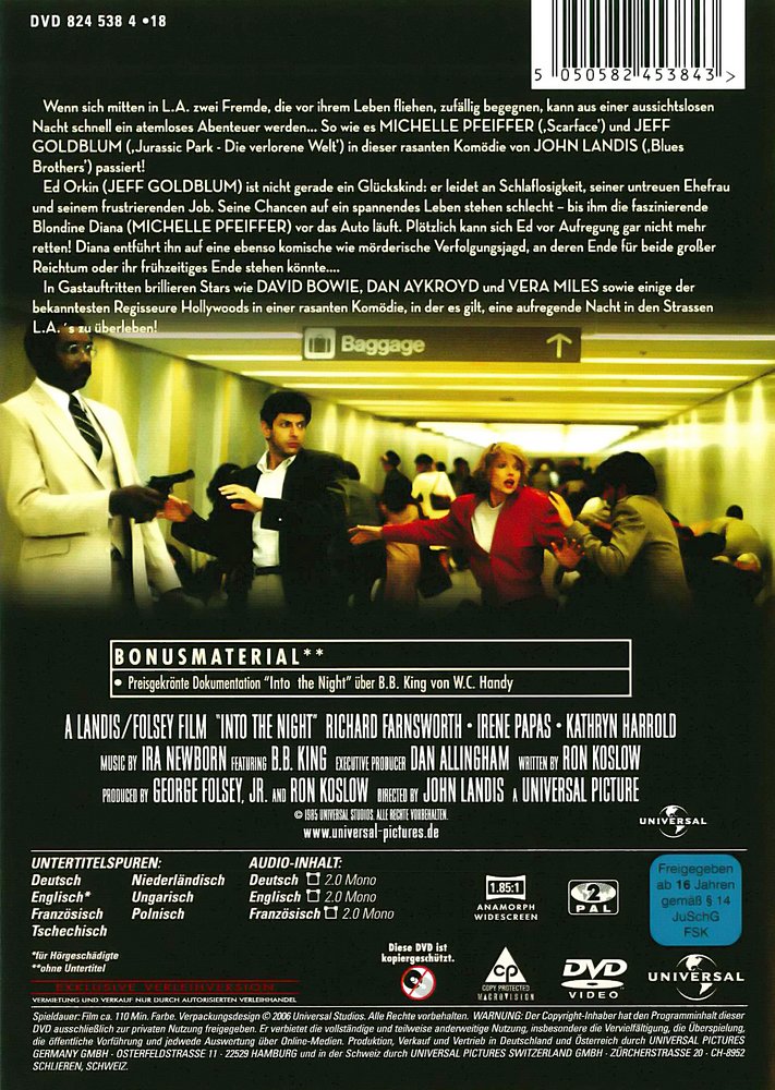 Into the Night - Kopfüber in die Nacht - DVD Back-Cover Into the Night - Kopfüber in die Nacht - DVD Back-Cover