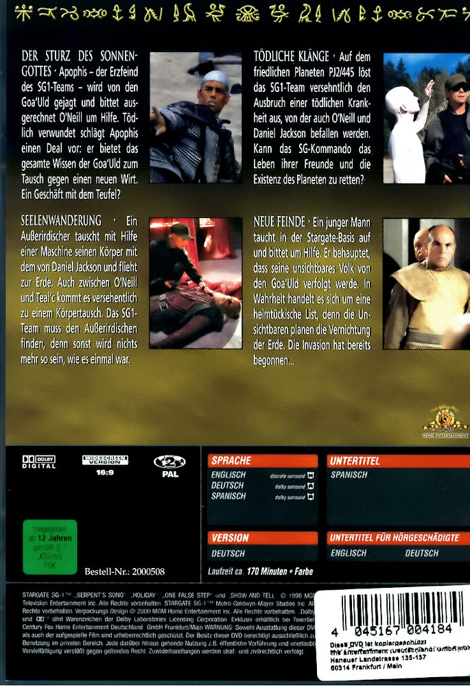 Stargate Kommando SG-1 - Volume 6 - DVD Back-Cover Stargate Kommando SG-1 - Volume 6 - DVD Back-Cover