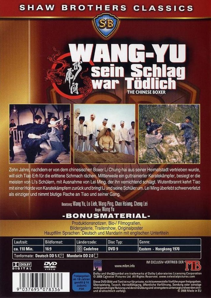 The Chinese Boxer - Sein Schlag war tödlich - DVD Back-Cover The Chinese Boxer - Sein Schlag war tödlich - DVD Back-Cover