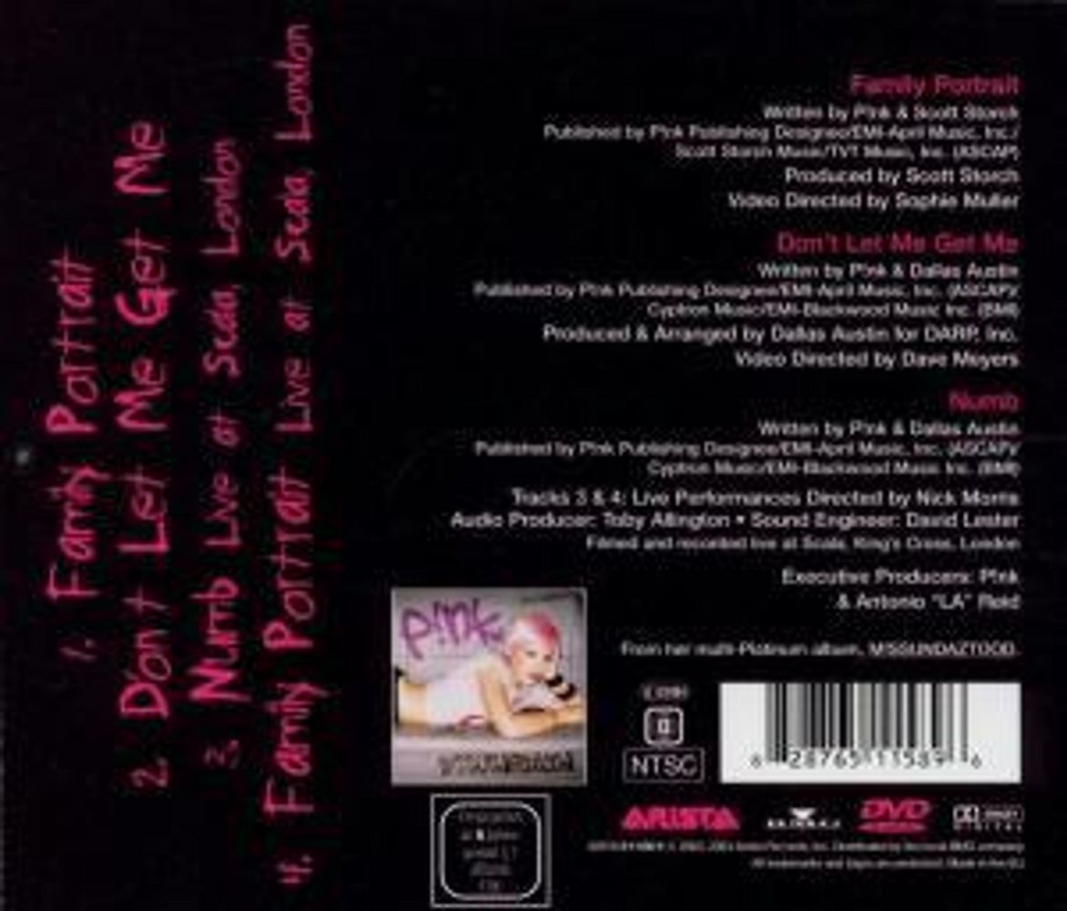 P!nk - Family Portrait - DVD Back-Cover P!nk - Family Portrait - DVD Back-Cover