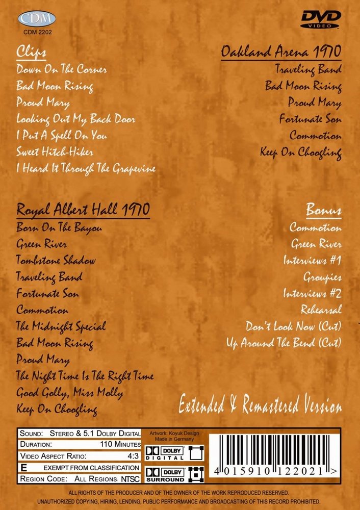 Creedence Clearwater Revival - I Put A Spell On - DVD Back-Cover Creedence Clearwater Revival - I Put A Spell On - DVD Back-Cover