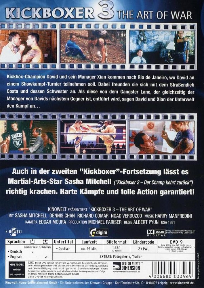 Kickboxer 3 - The Art of War - DVD Back-Cover Kickboxer 3 - The Art of War - DVD Back-Cover