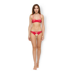 Lace Bra &amp; Crotchless Panty Set, 2 Teile