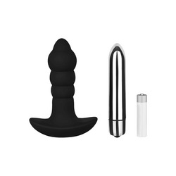 Gewellter Silikon-Analplug, 9,7 cm