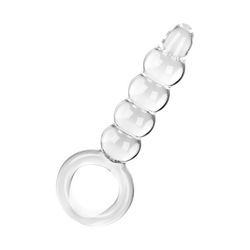 Glasdildo mit Kugelstruktur, 16,5 cm