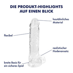 Transparenter Naturdildo, Größe M, 22 cm