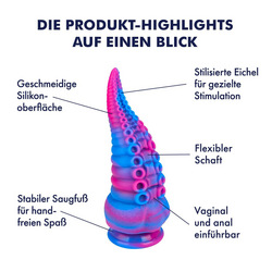 Strukturierter Tentakel-Dildo mit Saugfuß, 19,5 cm