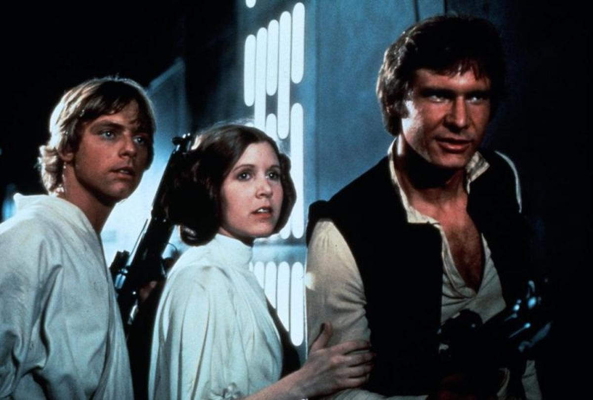 Mark Hamill, Carrie Fisher und Harrison Ford in 'Star Wars - Episode IV - Eine neue Hoffnung' (USA 1977) © 20th Century Fox