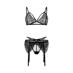 Spitzen-Set mit Golddetails, 3 Teile