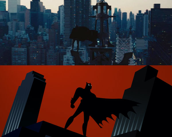 Oben: beliebige amerikanische Metropole. Unten: Gotham City. © Legendary Pictures / Warner Bros.