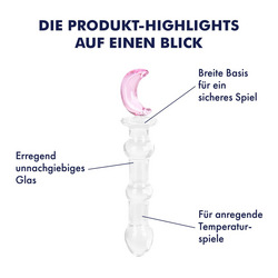 Glasdildo mit Mond Applikation, 19,5 cm
