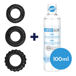3-er Set Penisringe + 100 ml Gleitmittel