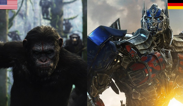 Kino-Top-10 USA+Deutschland: Affen und Transformers erobern die Kinosäle