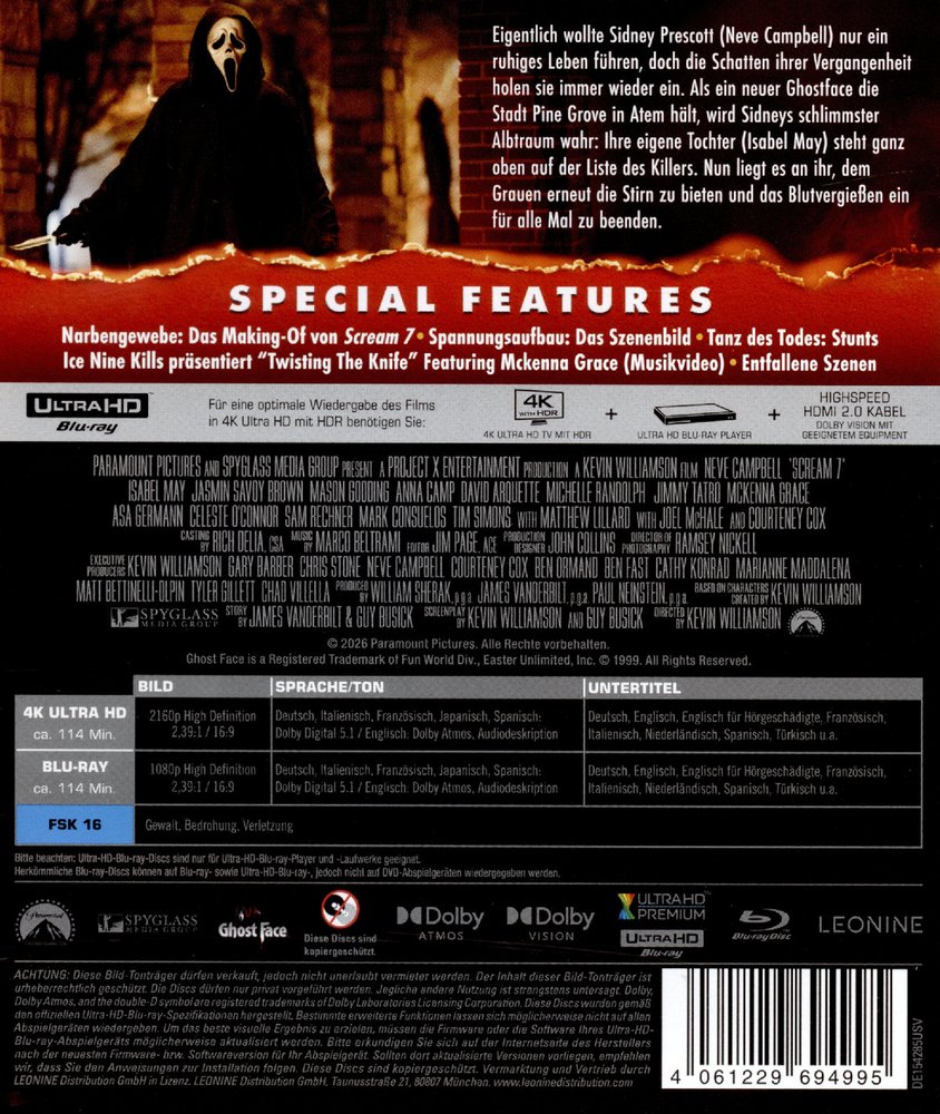 Jetzt Scream 7 (4K Ultra HD) (Blu-ray 4K Ultra HD) kaufen